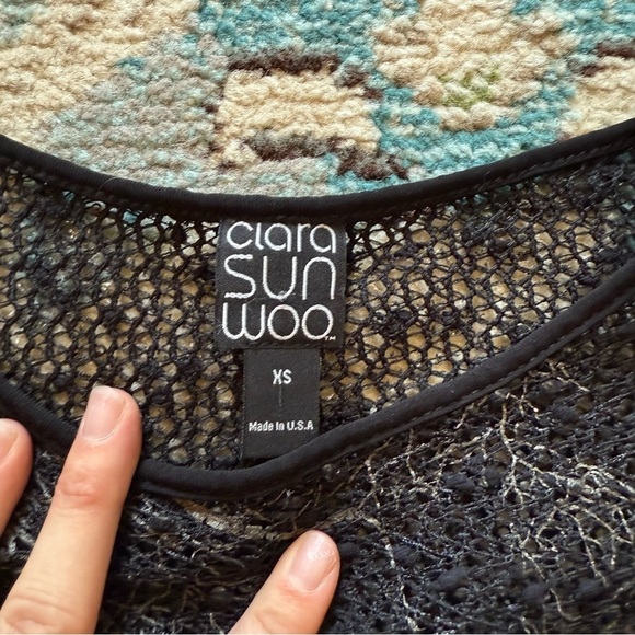 Sheer Clara Sun Woo Black Long Sleeve blouse - Picture 6 of 6